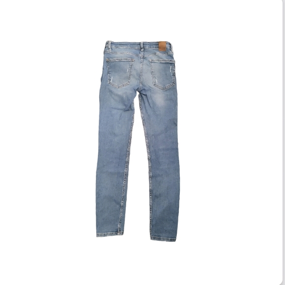 ZARA Womens Distressed Skinny Sequin Pocket Light Wash Jeans Size US 4 - Picture 2 of 7